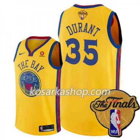 Dres Golden State Warriors Kevin Durant 35 2018 NBA Finals Patch Nike Žuti City Edition Swingman